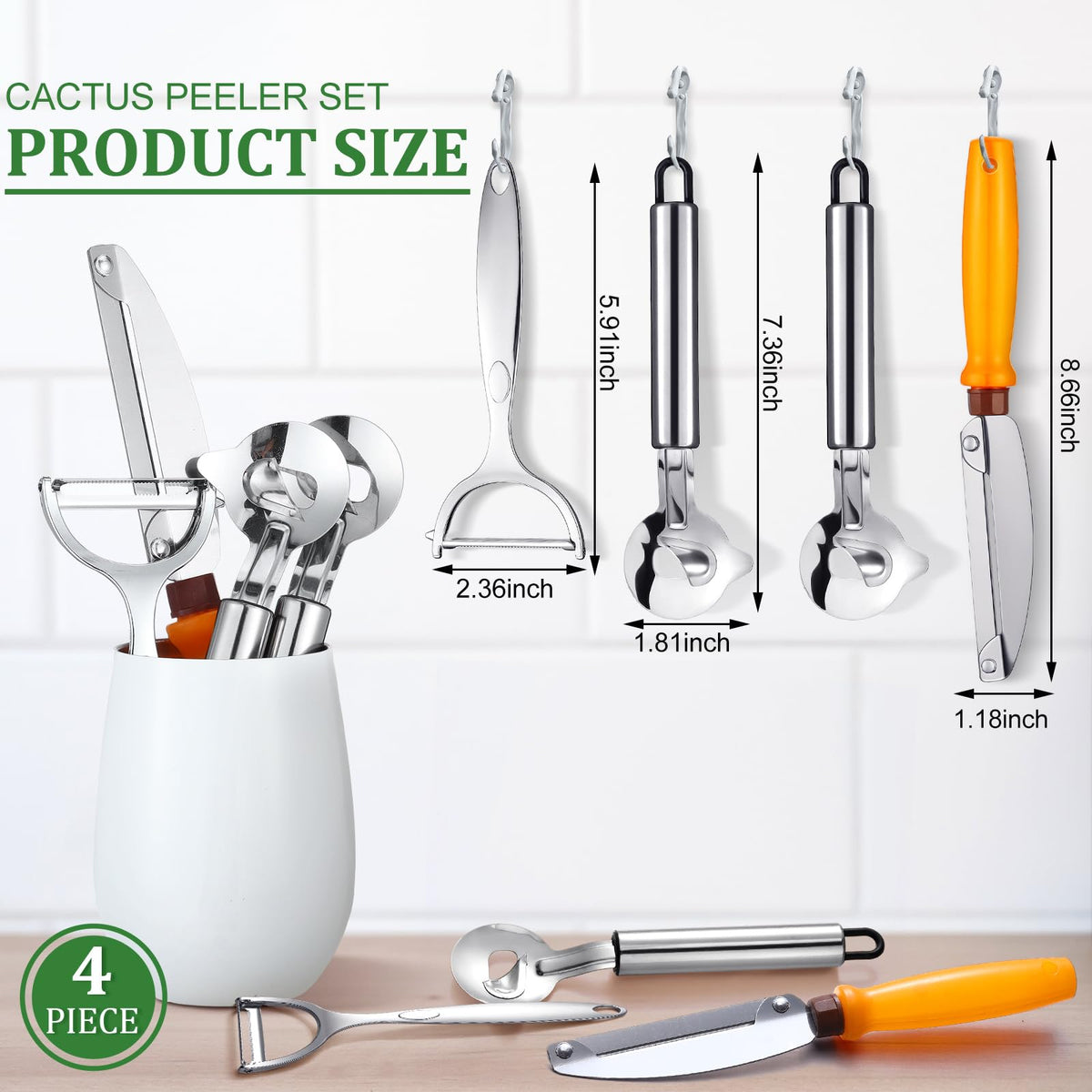 Lothee cactus peeler set knife for clean slicing and dough prep