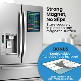 LOTTELI KITCHEN magnetic sheets attached to appliances with included heat-resistant tape.