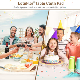 LotuFlor table-pad folds for storage and travel to outdoor events.
