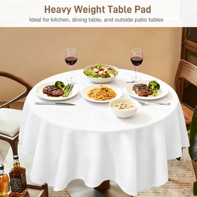 LotuFlor table-pad under tablecloth creates a smooth, wrinkle-free dining surface.
