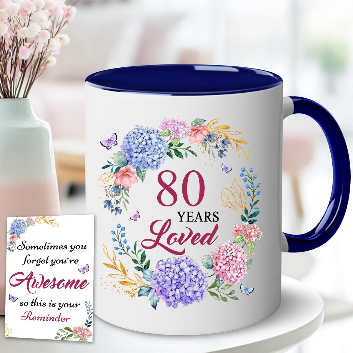 LOTWATEGO 80th birthday mug back view showing double-sided print