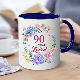 LOTWATEGO 90th birthday mug presented as a thoughtful gift for her