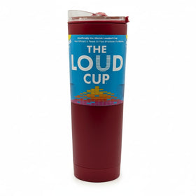 LoudCup Blow Horn Tumbler front view showing built-in horn for game-day cheering.