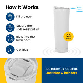 LoudCup ice white finish highlights a clean, modern sports drink companion.