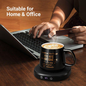LOUTYTUO warmer with 8-hour auto shut-off for safe desk use
