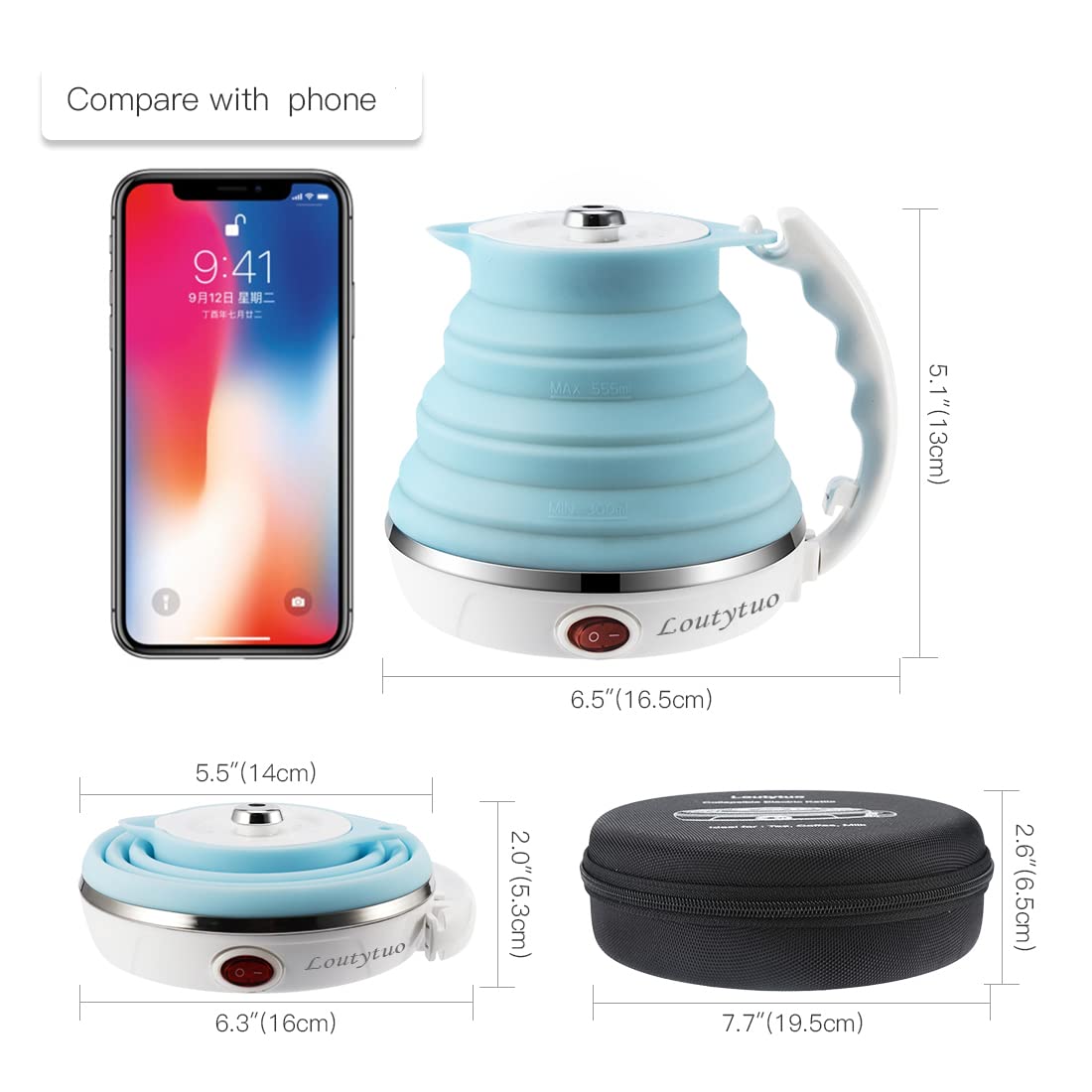LOUTYTUO ultrathin travel kettle unfolded for quick boiling