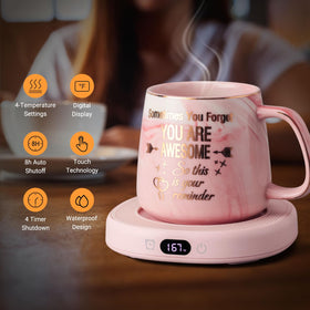 LOUTYTUO Coffee Mug Warmer on desk setup for a tidy, warm beverage