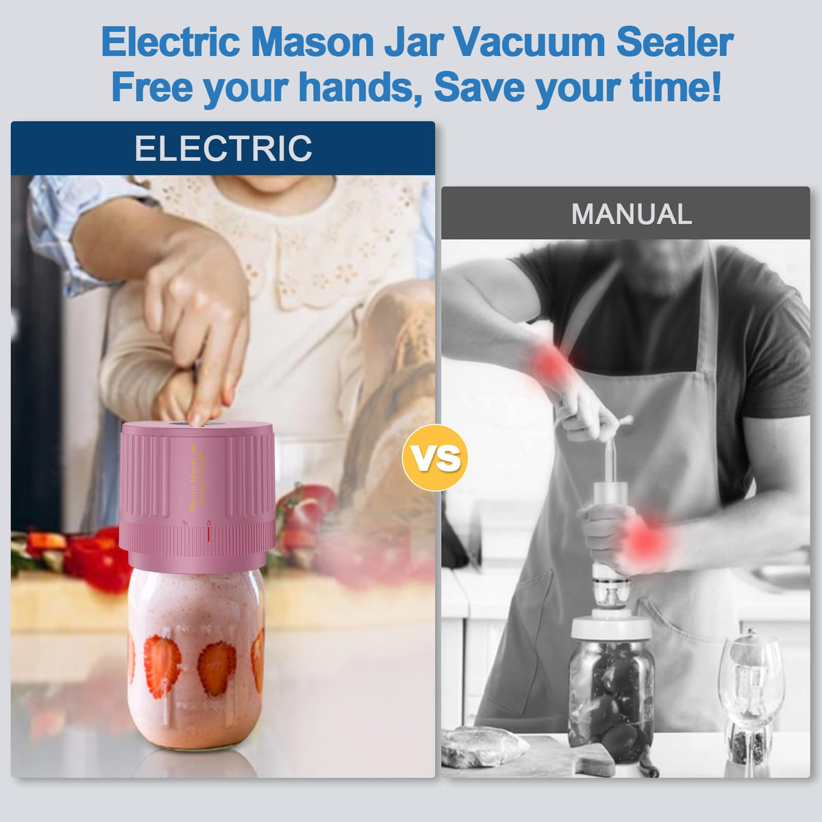 LOVE MOMENT electric mason jar vacuum sealer sealing regular-mouth jar for pantry storage