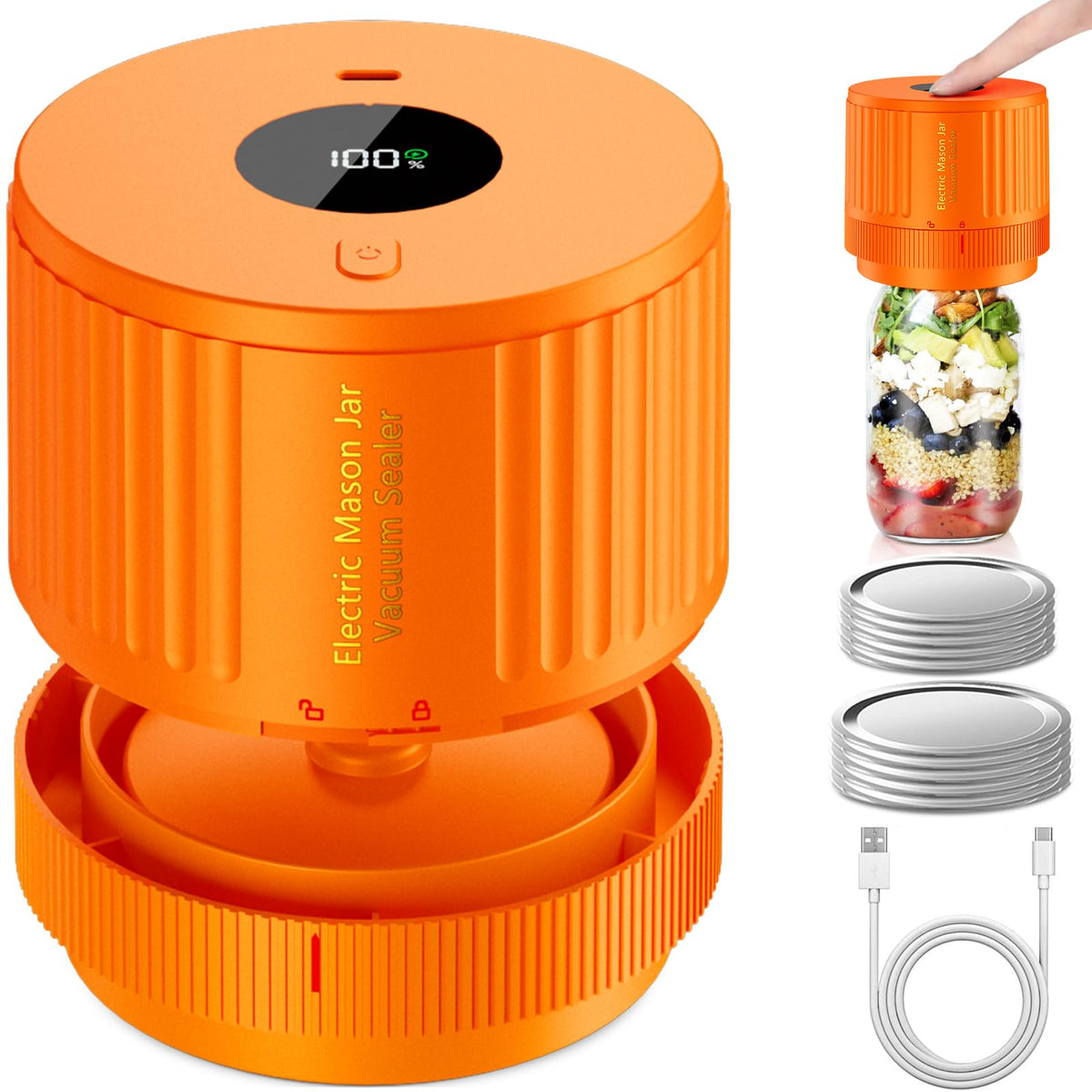 LOVE MOMENT electric mason jar vacuum sealer for wide-mouth jars preserves freshness.