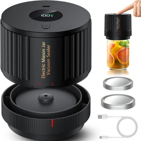 Love Moment electric mason jar sealer in action preserving freshness for wide-mouth jars.
