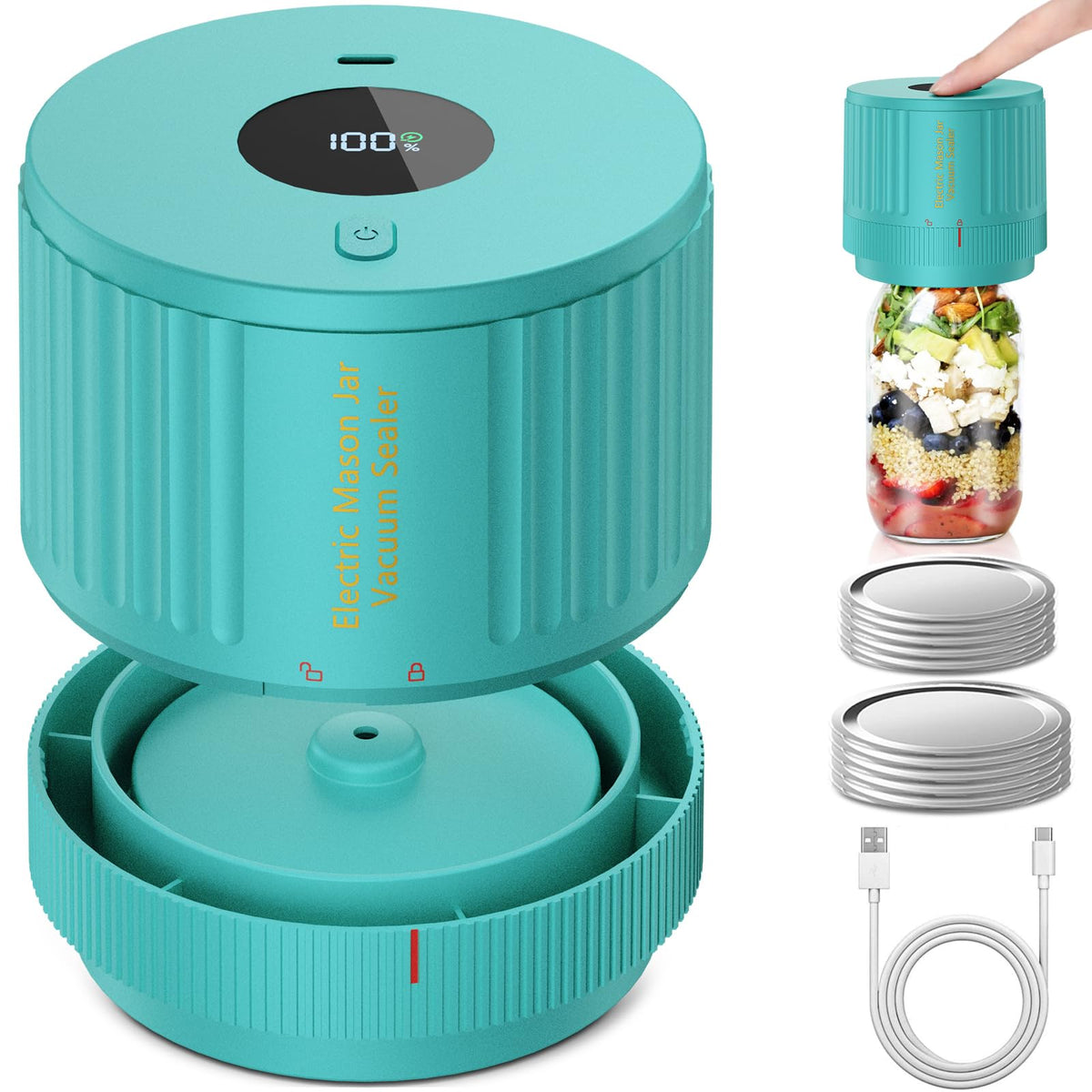 Love Moment vacuum sealer for wide-mouth jars preserves freshness quickly.