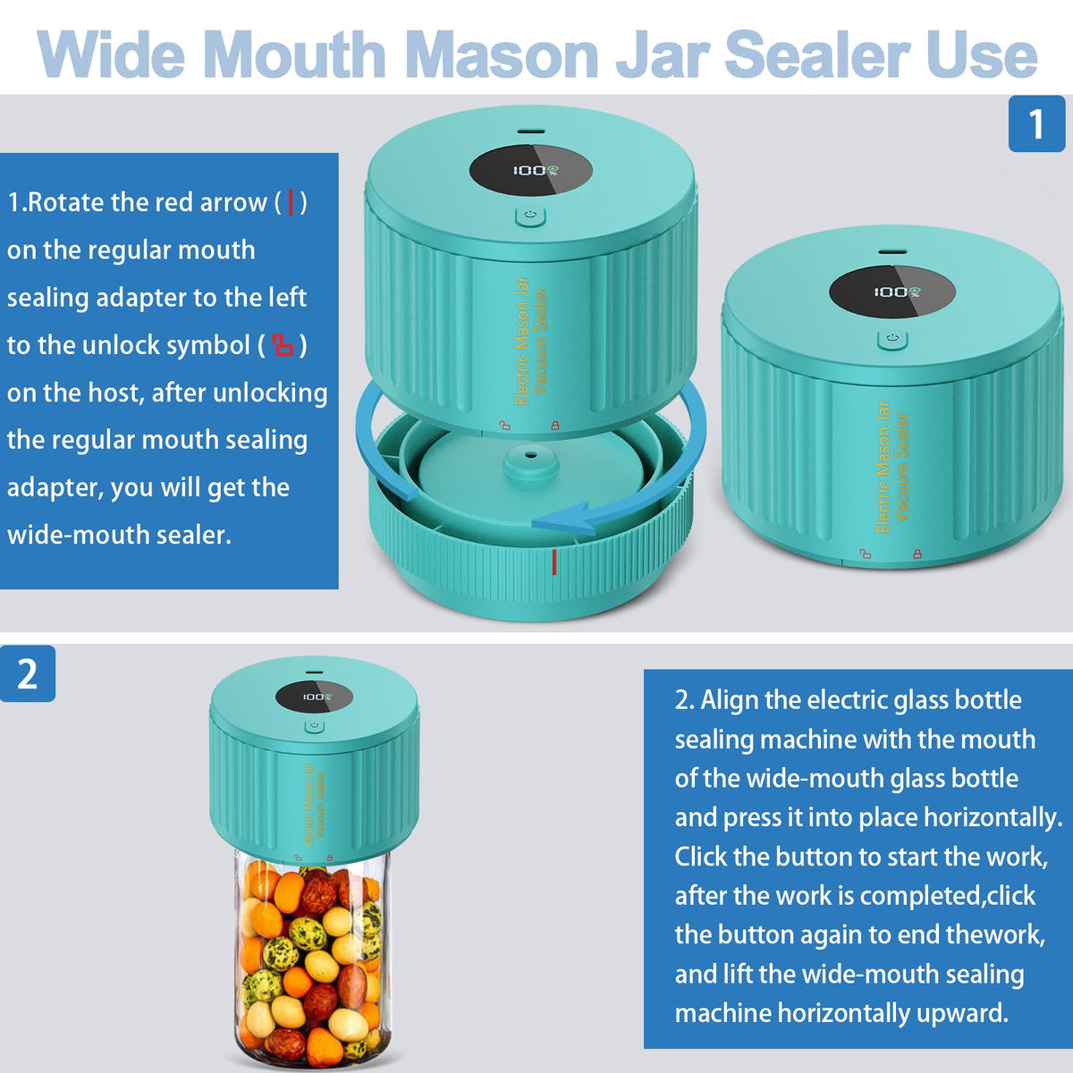 Love Moment regular-mouth jar lids kit enables tight sealing.