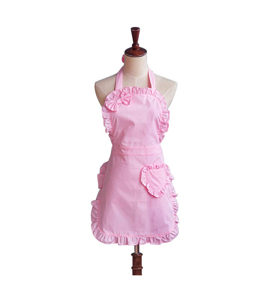 Love Potato bowknot apron pink for stylish cooking and everyday wear.