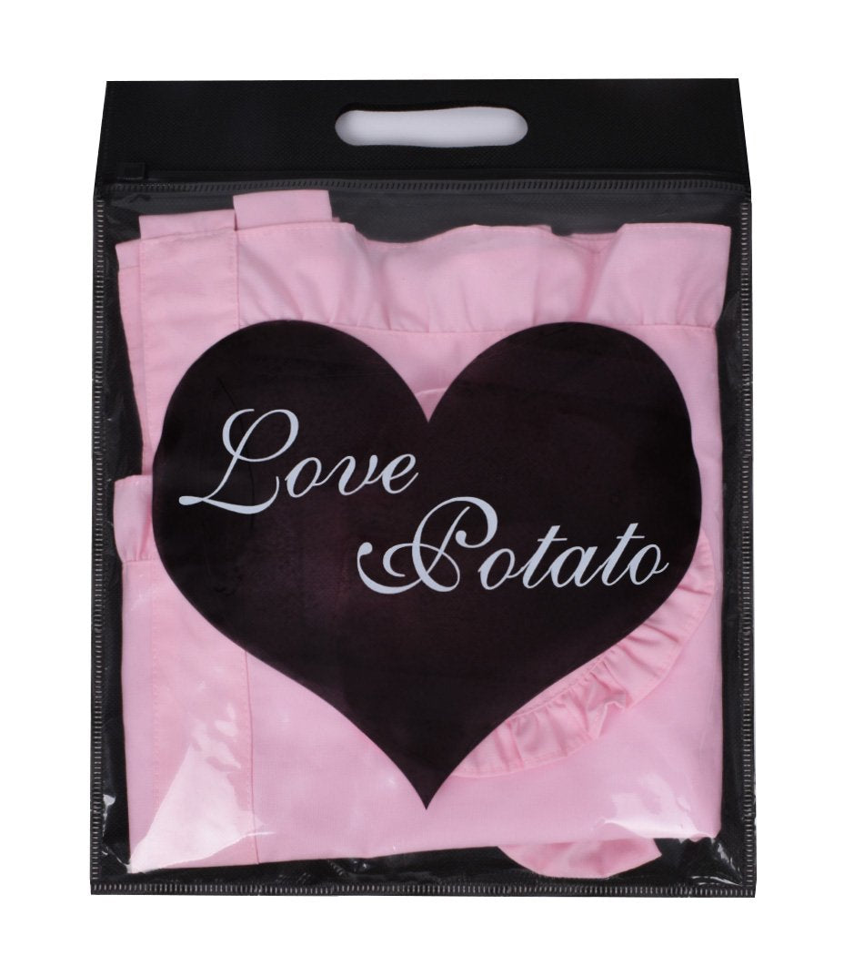 Love Potato bowknot apron pink supports easy cleaning after busy meals.