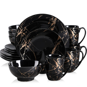 LOVECASA black dinner plates with gold splash are perfect for elegant entertaining.