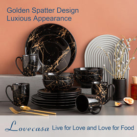 LOVECASA soup bowls in black glaze with gold details add chic daily meals.