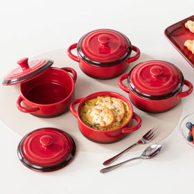 Vibrant red LOVECASA cocotte elevates everyday dining.