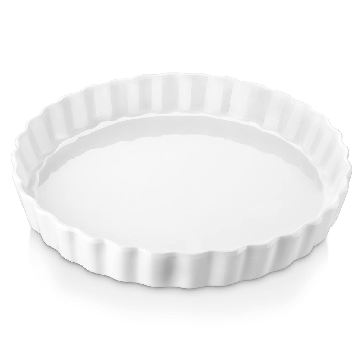 LOVECASA porcelain quiche baking dish 10-inch provides even baking for pies.
