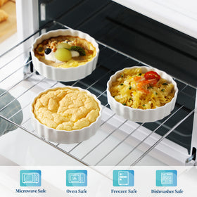 LOVECASA 8 oz ramekins shown on a table for serving meals and desserts.