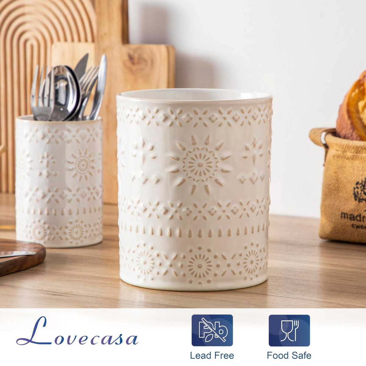 LOVECASA Farmhouse decor piece on kitchen counter in bright space