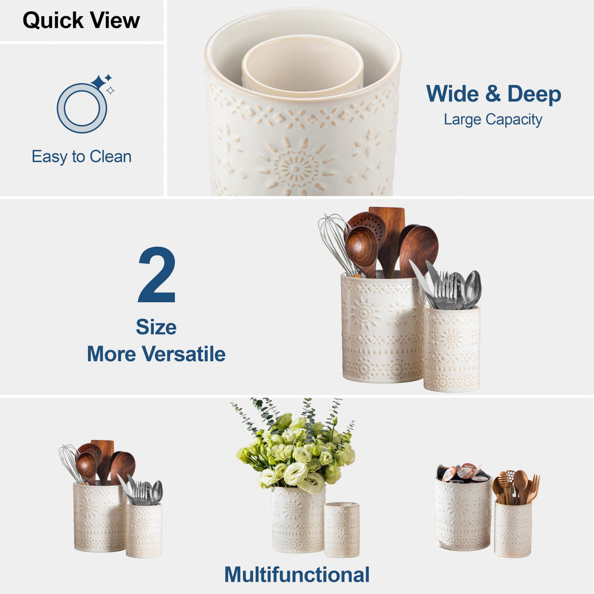 LOVECASA Utensil Holder versatile-use as planter or vase on counter