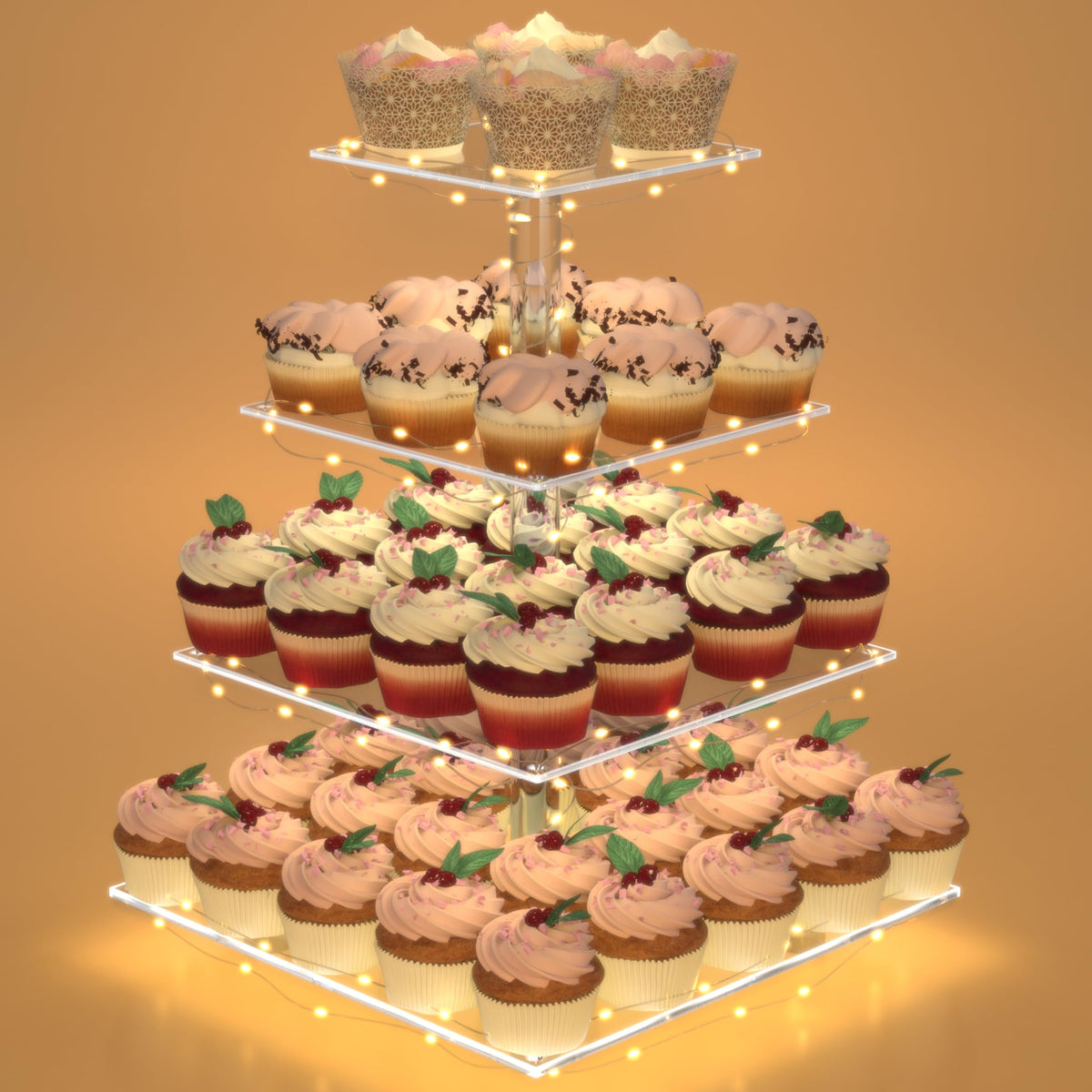 LoveDisplay Cupcake Stand with Lights showcases a 4-tier dessert display.