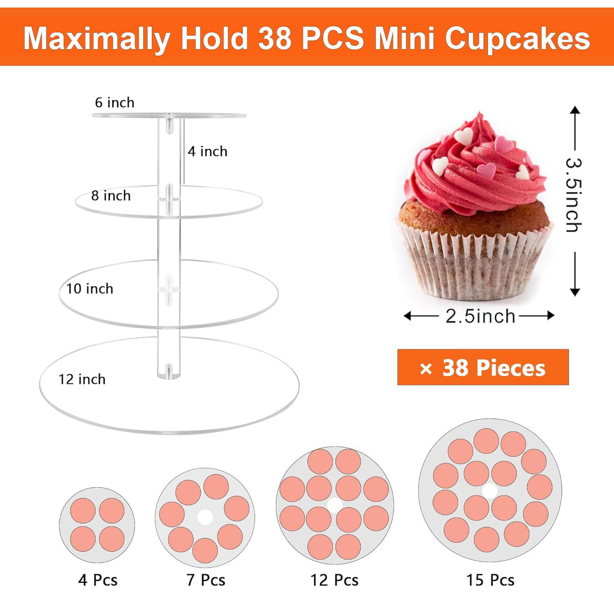 Clear acrylic LoveDisplay stand highlights cupcakes with a clean, modern look.