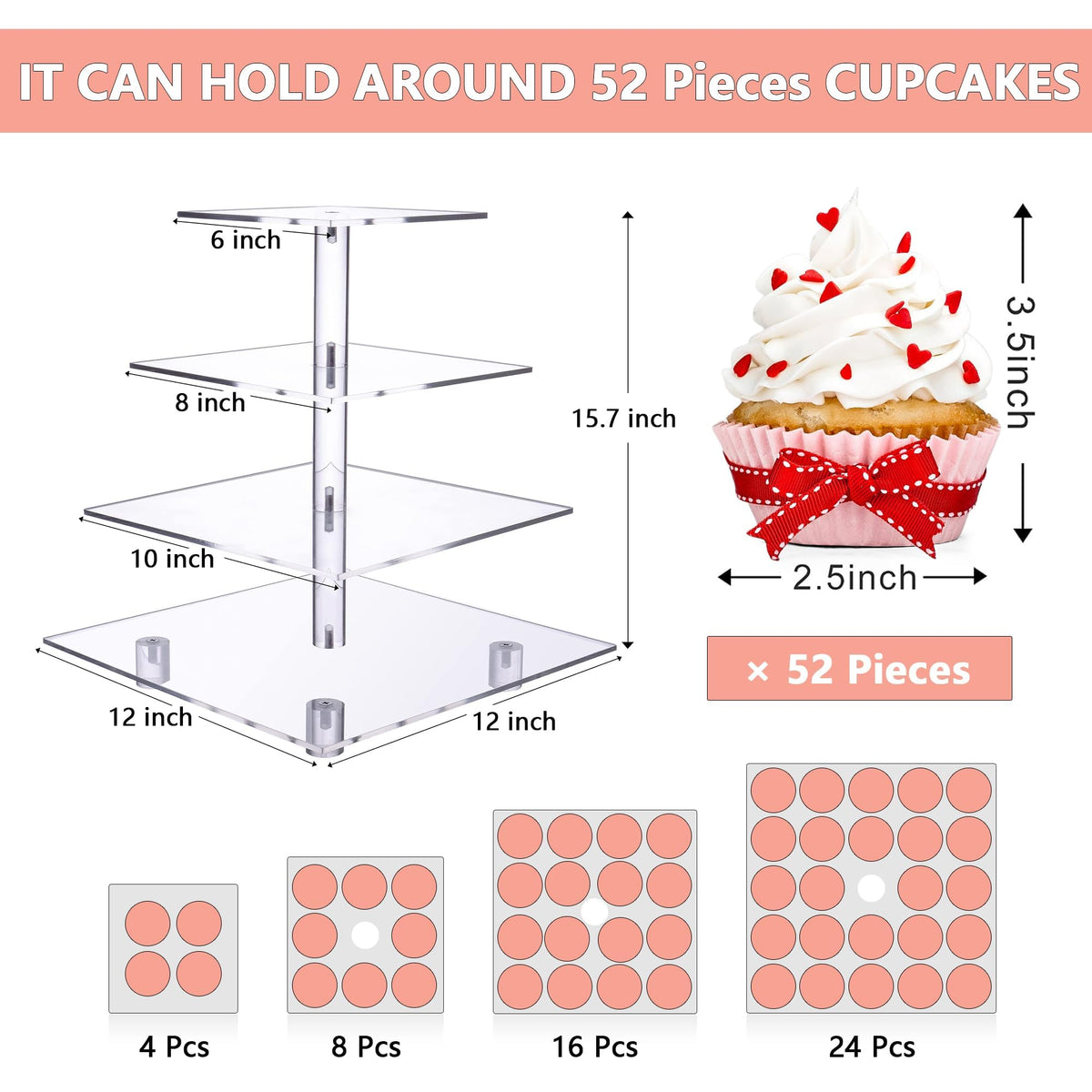 LoveDisplay sturdy base keeps cupcakes secure during celebrations.
