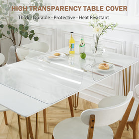 LovePads Clear Desk Mat on dining table highlighting waterproof protection