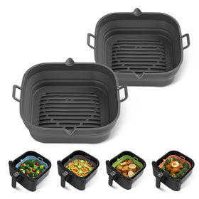 Loveuing silicone air fryer square liner 2-pack for easy cleanup after meals.