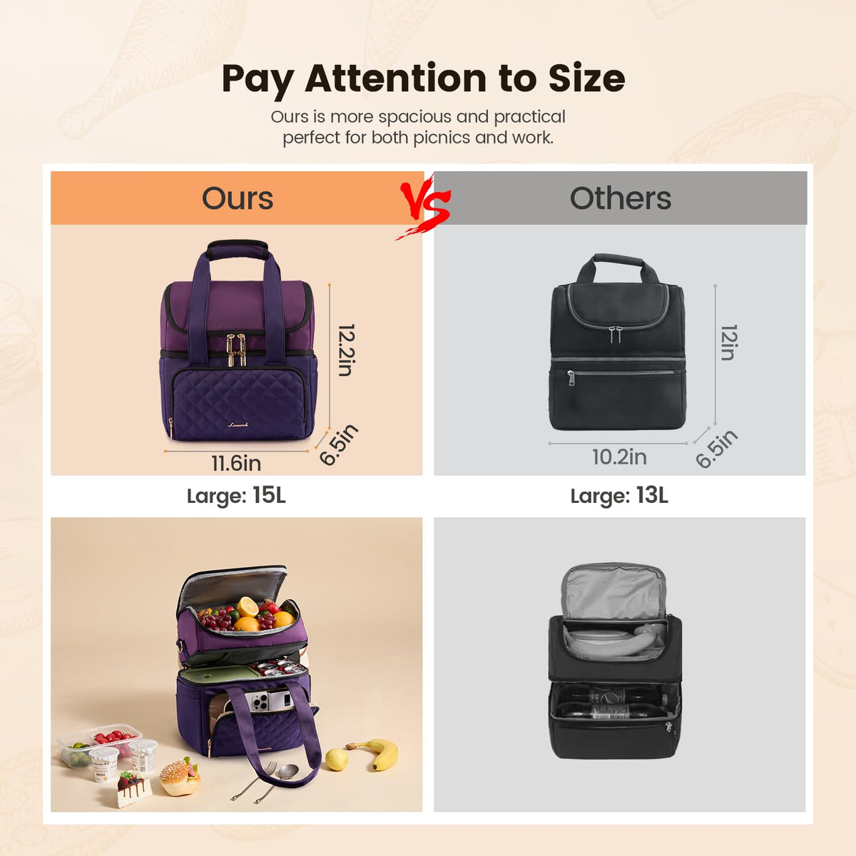 LOVEVOOK front pocket and cup holder for utensils and hydration on the go
