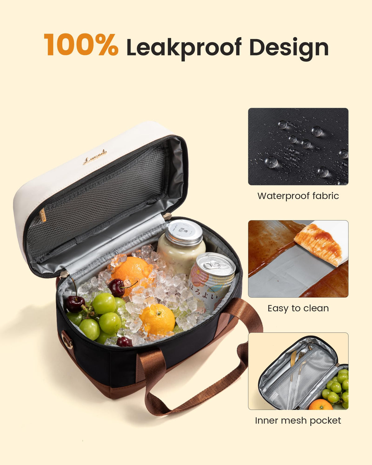 LOVEVOOK bag featuring adjustable strap and 180-degree opening for easy loading.