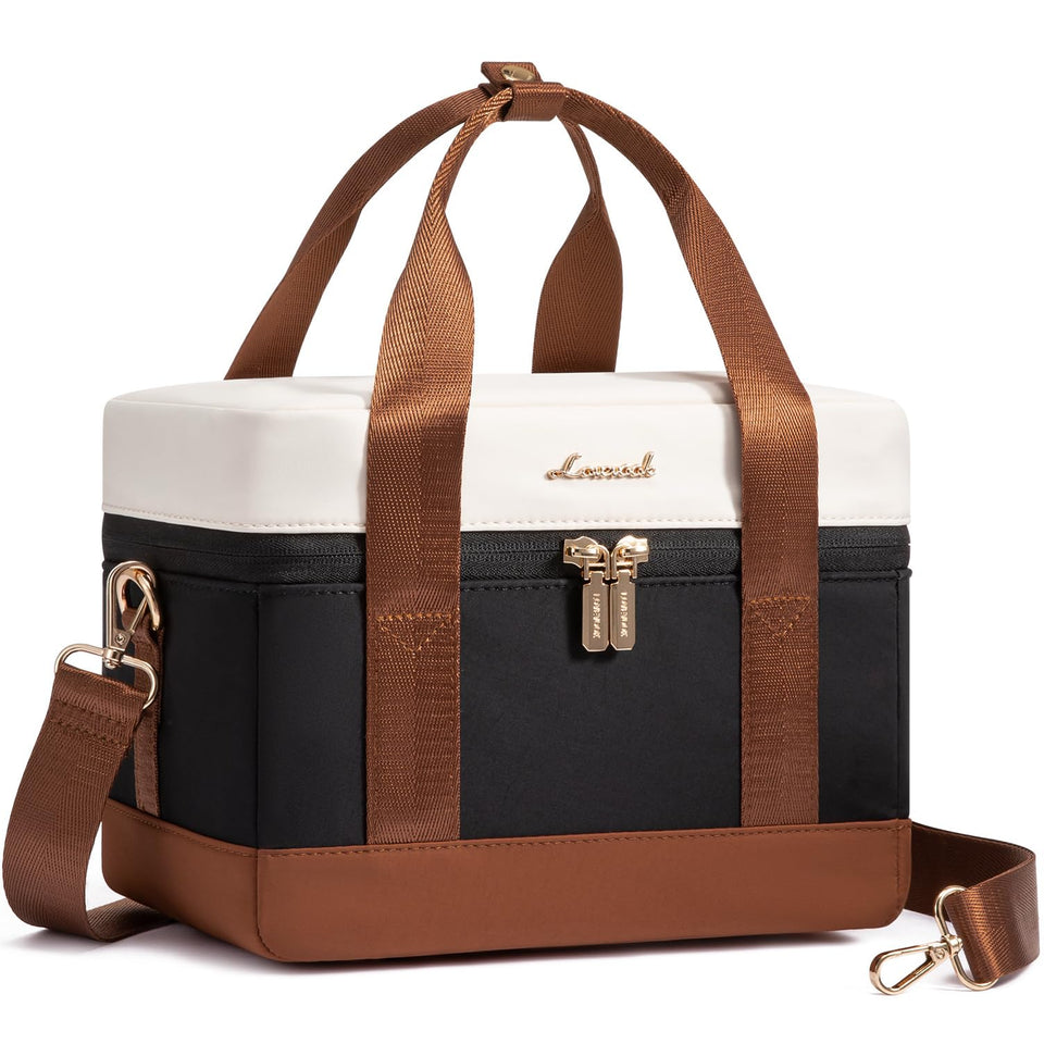 LOVEVOOK insulated lunch bag front view with a sleek two-tone design for work or travel.