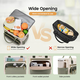 LOVEVOOK insulated lunch bag side pockets hold water bottles for easy access.