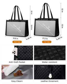 Quilted exterior adds a professional, versatile look for work or campus.