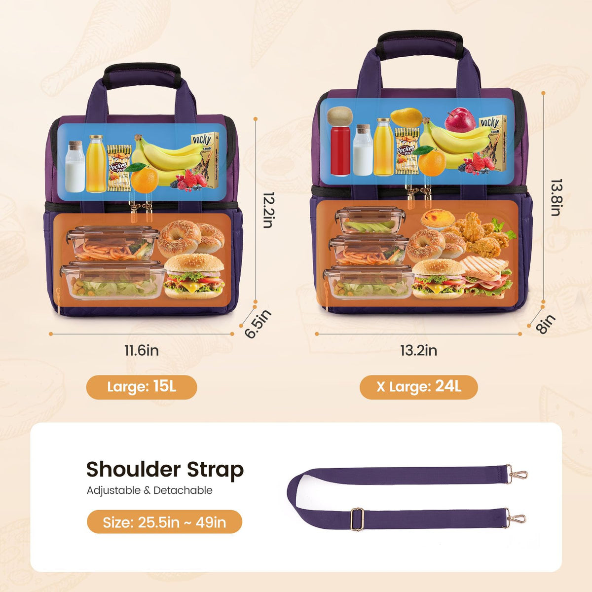 LOVEVOOK versatile lunch bag suitable for work, picnics, and travel