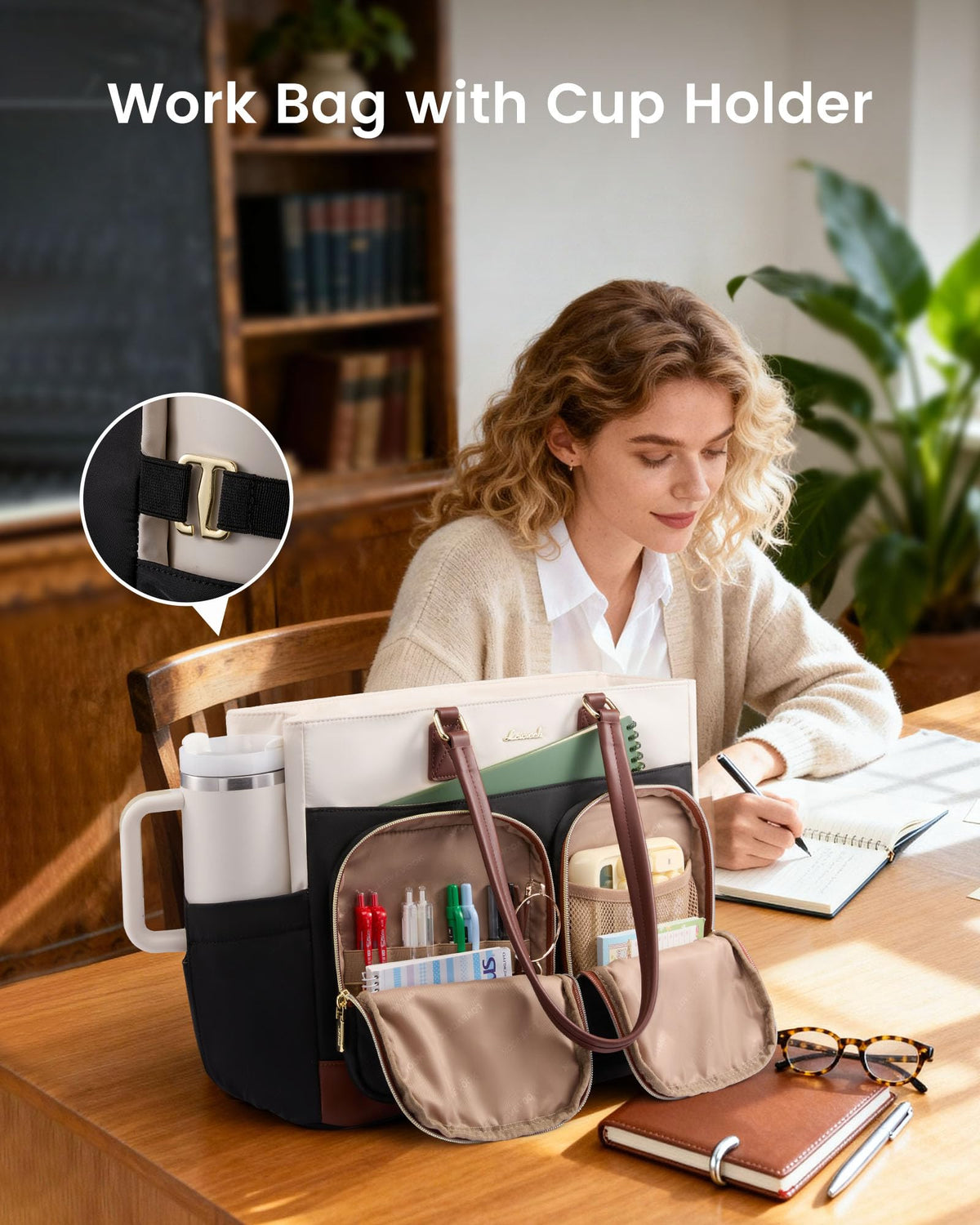 LOVEVOOK front storage with pockets keeps pens and keys organized.