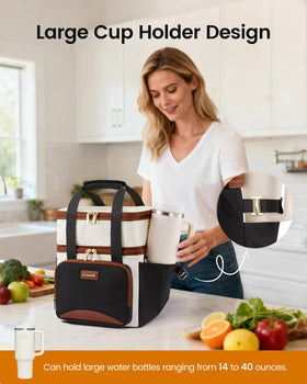 LOVEVOOK insulated lunch bag expandable double deck for extra meals
