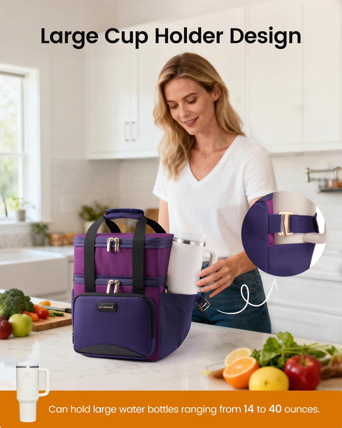LOVEVOOK expandable double-deck lunch bag adds space for busy days.