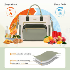 LOVEVOOK insulated lunch bag front pockets keep daily essentials organized.