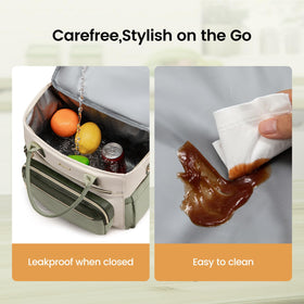 LOVEVOOK insulated lunch bag side water bottle pocket keeps drinks handy.
