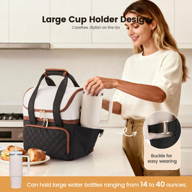 LOVEVOOK insulated lunch bag double-deck interior layout helps organize meals.