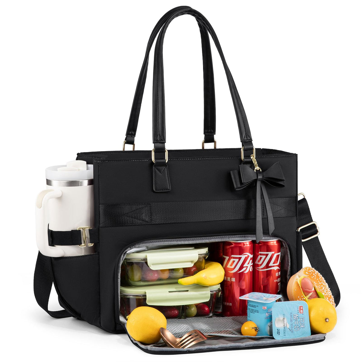 LOVEVOOK lunch tote front view with quilted exterior for daily work use.