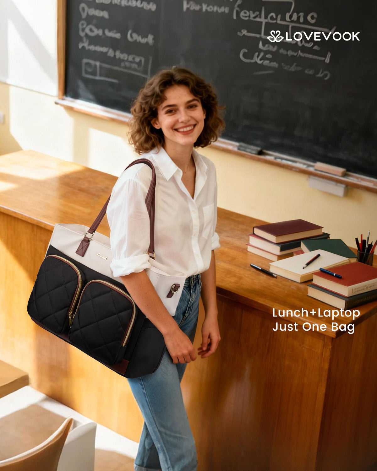LOVEVOOK quilted design adds a polished look to your work bag.