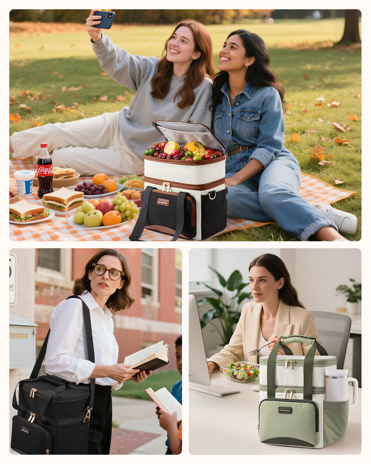 LOVEVOOK stylish lunch bag suited for work, school, picnics, and beach trips.
