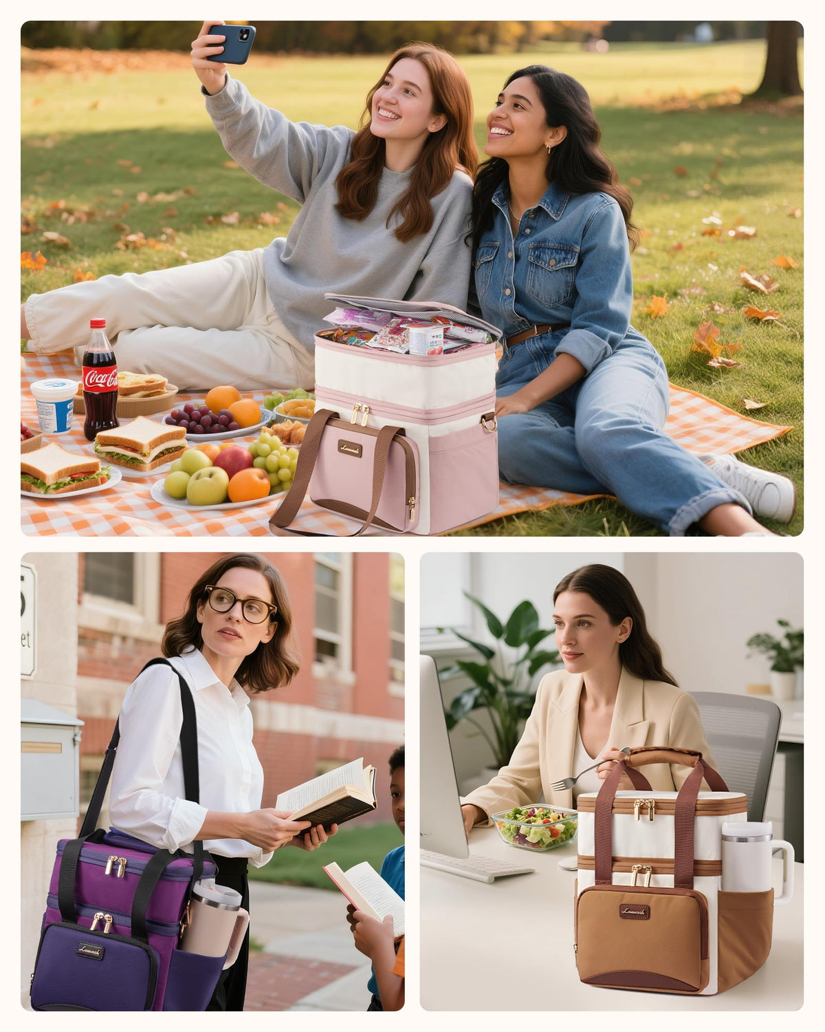 LOVEVOOK stylish lunch bag for work, school, and outings.