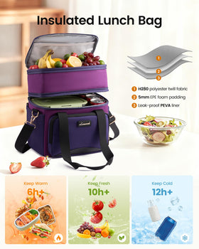 LOVEVOOK three-layer insulated bag maintains freshness and minimizes leaks.