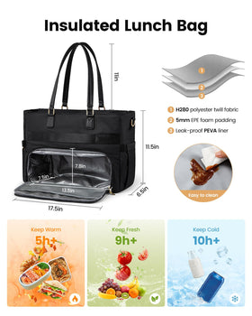 LOVEVOOK bag emphasizes water-resistant fabric and leakproof insulated section for spills.