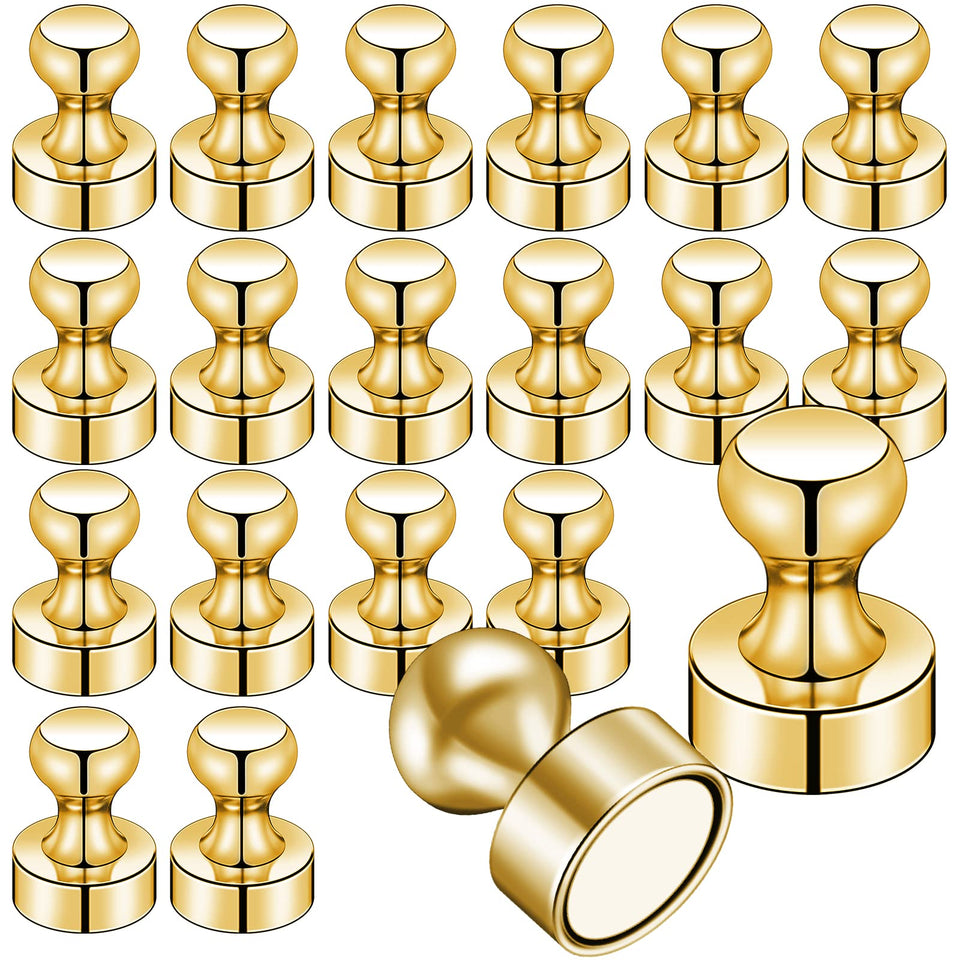 Lovimag gold push pin fridge magnet for strong hold on surfaces.
