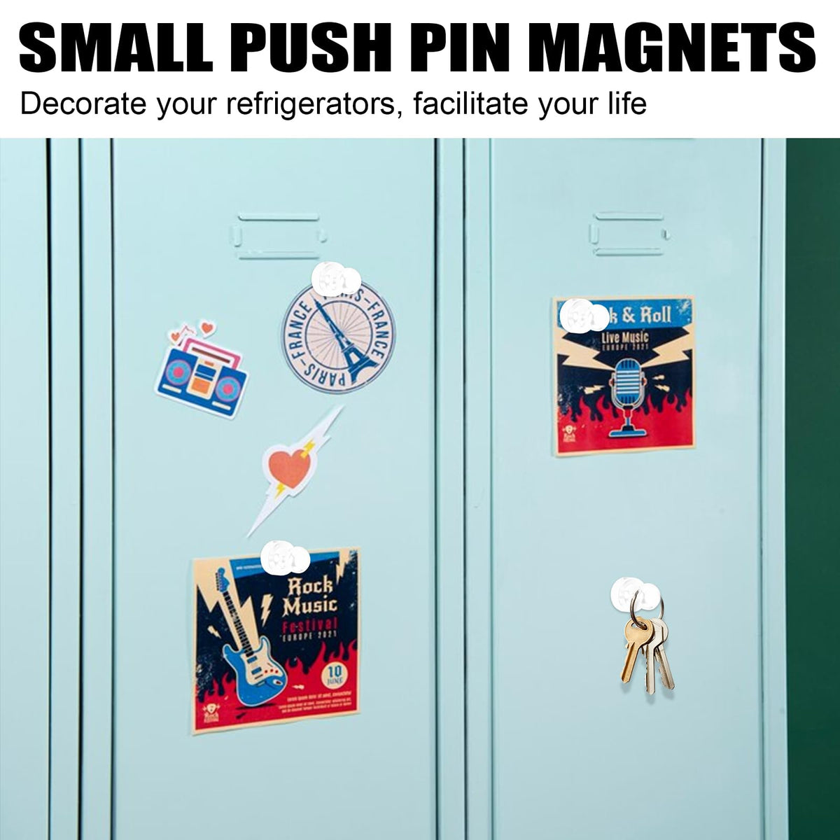 LOVIMAG note magnets hold sticky notes neatly on metal surfaces.